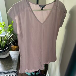 Express Light Pink V-Neck Blouse